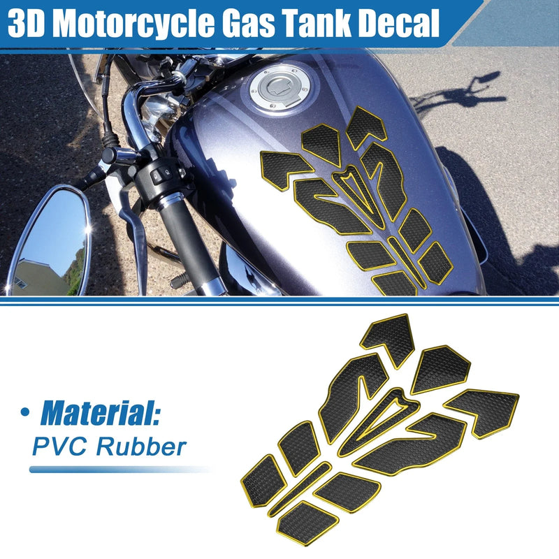 Universal Motorcycle Gas Tank Decal 7.87''x5.59'' Tank Sticker Black Yellow