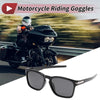 Motorcycle Riding Goggles Deep Gray Lens Gloss Black Frame PC UV400
