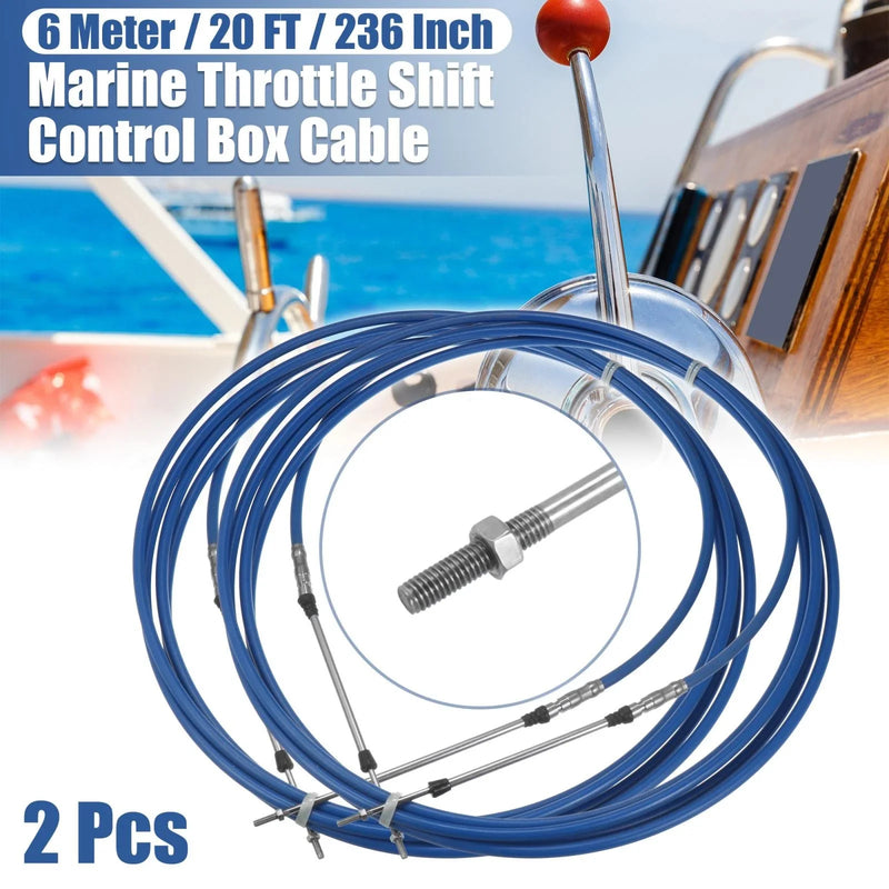 Outboard Engine Throttle Control Cable 2 x 20ft 6 Meter 236inch Marine 33C
