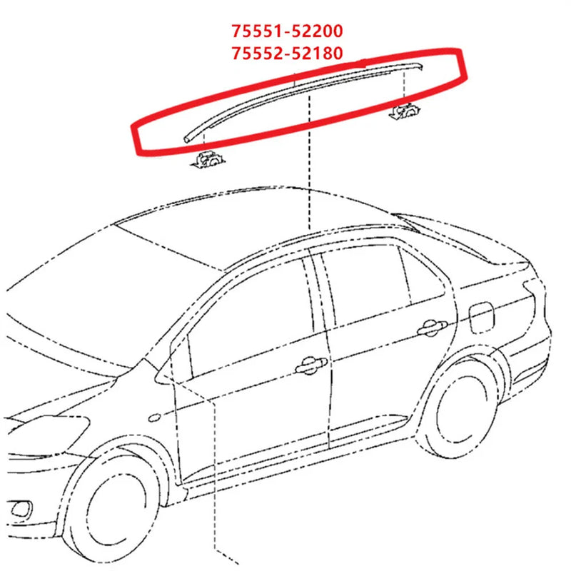 Toyota Yaris Hatchback Roof Strip Moulding Trim Left & Right (2012-2014)