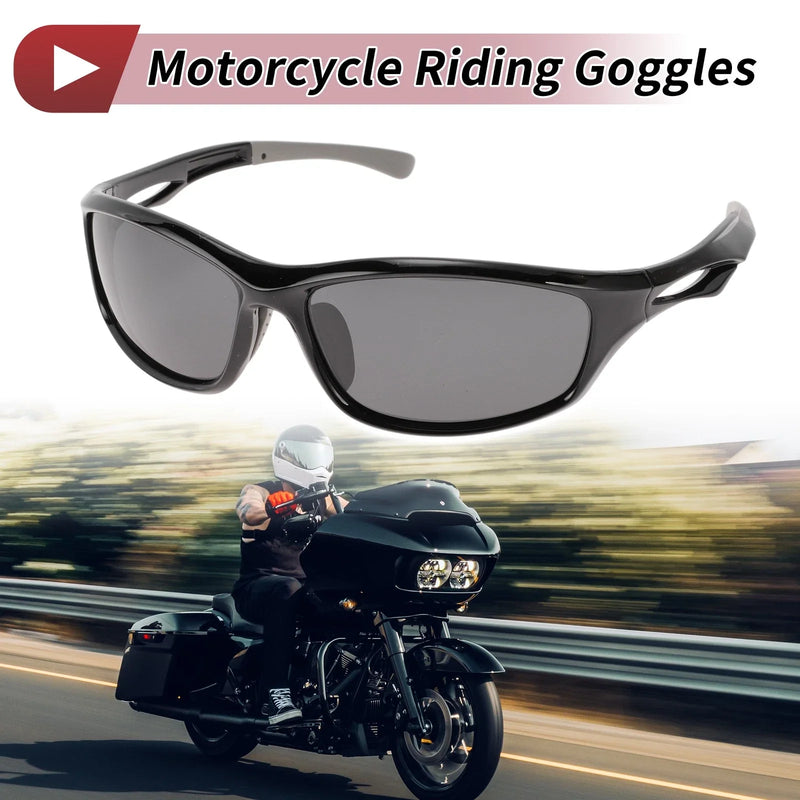 Motorcycle Riding Goggles Deep Gray Lens Gloss Black Frame Tri-acetel Cellulose