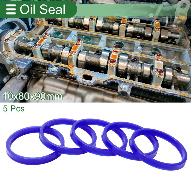 Oil Seal 80x90x10mm TPU Rotary Shaft Seal Blue 5 Pcs