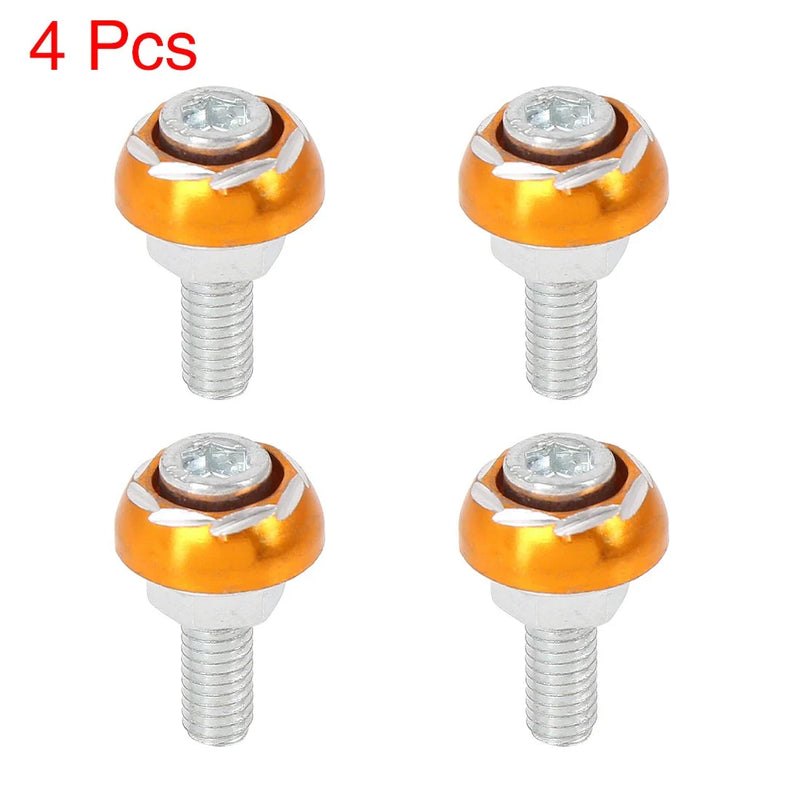 Moto 4pcs 6mm Metal Motorcycle License Plate Frame Bolt Fastener Gold Tone