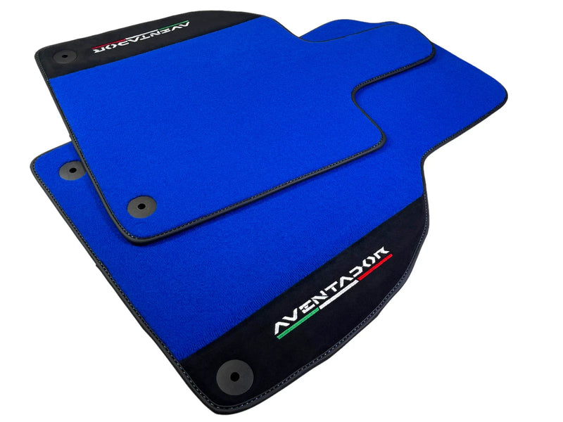 Lamborghini Aventador 2012-2022 with Alcantara Leather Blue Floor Mats