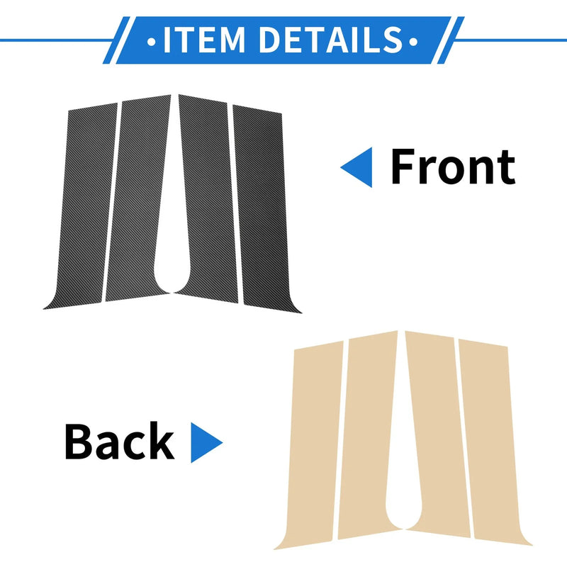 Peugeot 301 (2014-2019) Carbon Fiber Black 4 Pcs Door Pillar Window Trim