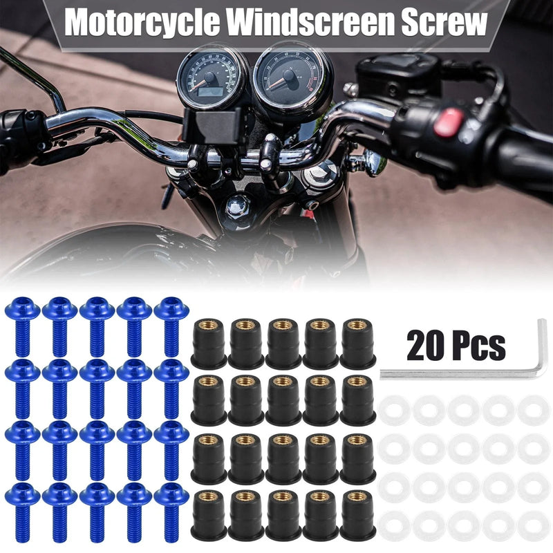 Make Model 20pcs M5 5mm Windscreen Screws Fairing Windscreen Bolts Blue