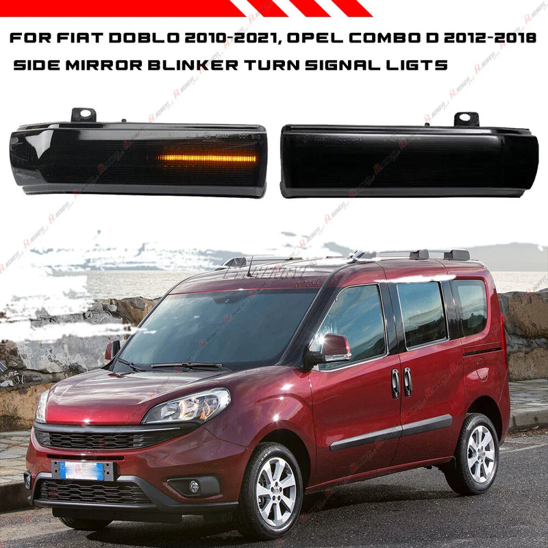 Fiat Doblo Type 263 Smoked Dynamic Turn Signal Mirror Lights (2010–2021)
