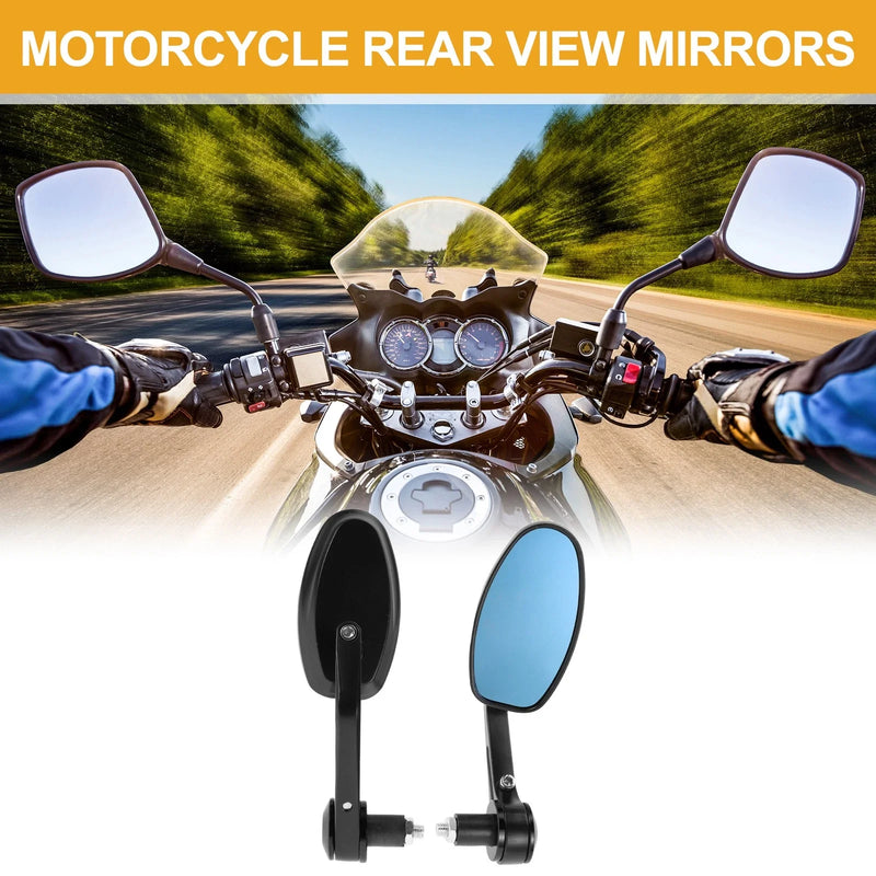 Motorcycle 1set M8 Rear View Mirror Handlebar Mirror Black Aluminum