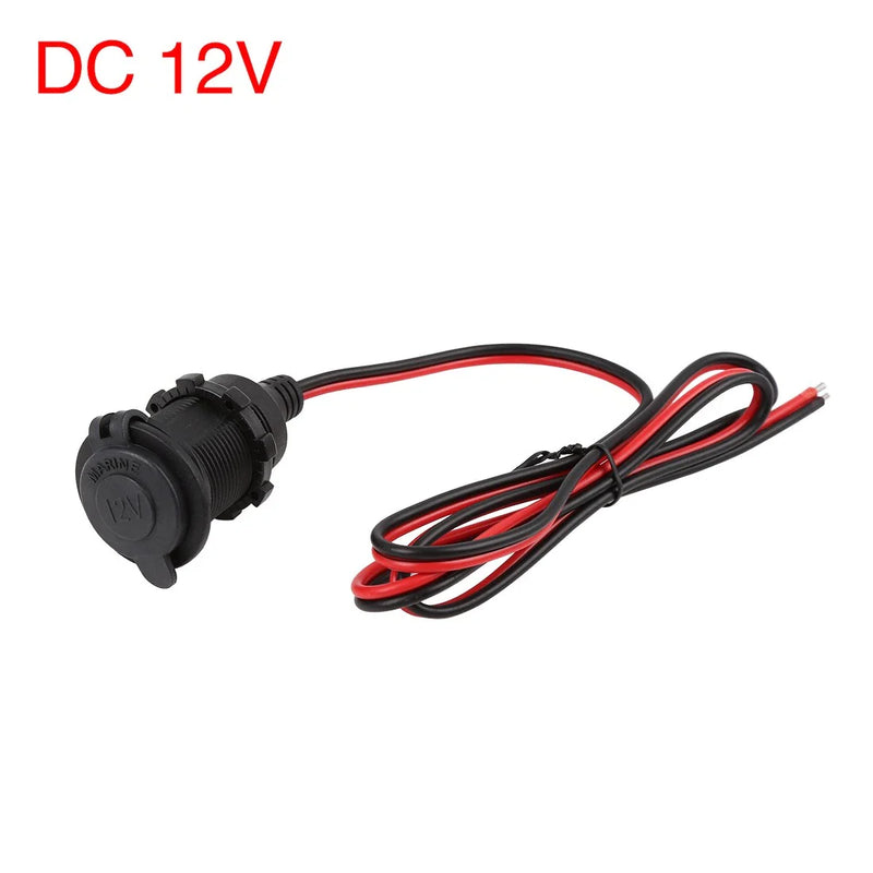 Car / Motorcycle DC 12V Cigarette Lighter Socket Plug with Wire and Cover