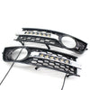 Audi A4 B6 LED Honeycomb Hex Mesh Fog Light Grille + Wiring (2001-2005)