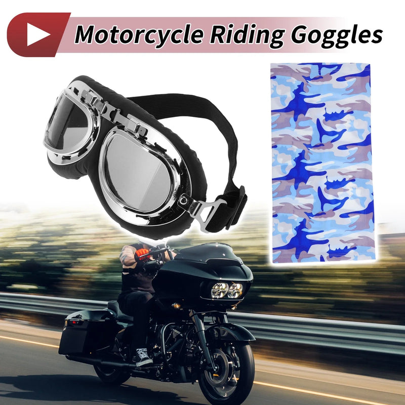 Motorcycle Set 1 Motorcycle Goggles Grey Lens Black Frame Sunglasses