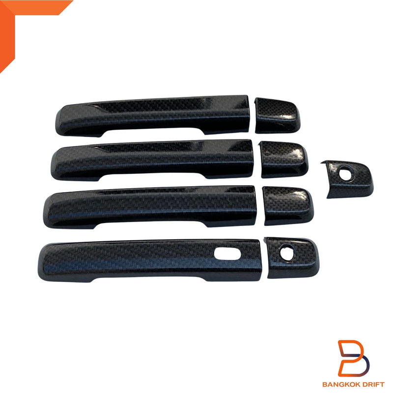 Isuzu D-Max, MU-X 9 x Black Carbon Fiber Door Handle Covers (12-19)