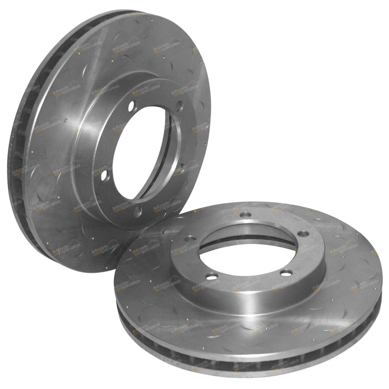 Landcruiser VDJ76 VDJ78 VDJ79 2 x Front Drilled + Slotted Disc Brake Rotors