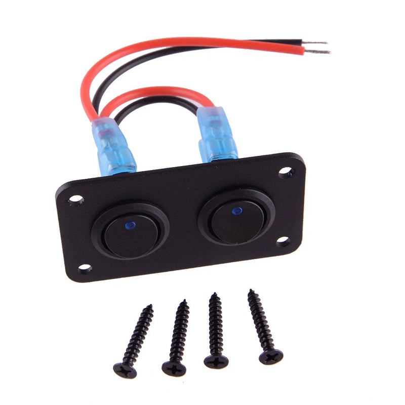 Car RV Truck Mini Rocker Toggle Switch Panel with Blue LED Light