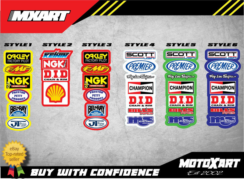 Suzuki, Honda, Kawasaki, KTM, Yamaha, Husqvarna Retro Rear Mudguard Decals