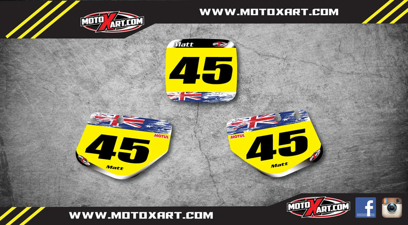 Yamaha YZ 490 Aussie Pride Custom Number Plate Stickers (1986-1990)