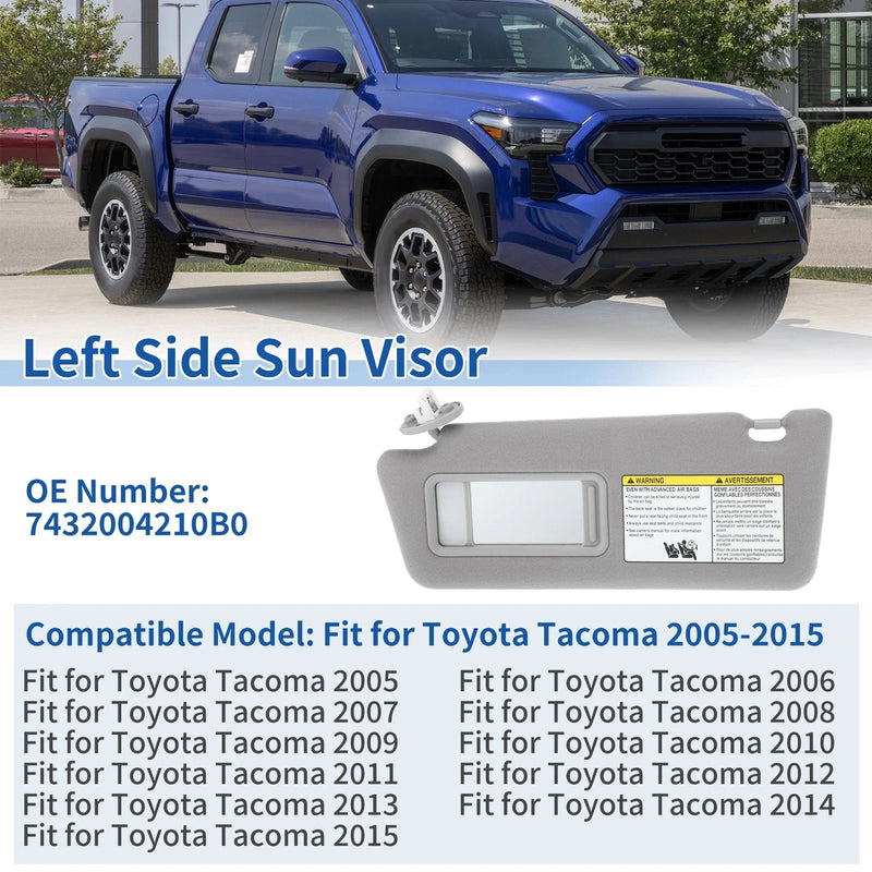 Toyota Tacoma Gray Left Sun Visor w/ Vanity Mirror & Light (2005-2015)