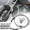 Motorcycle 160cm Braided Brake Clutch Oil Hose Silver Tone