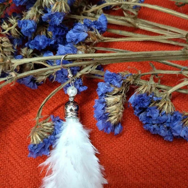 Earrings / Feather Dangle Hyperbolic Wire Jewelry Women