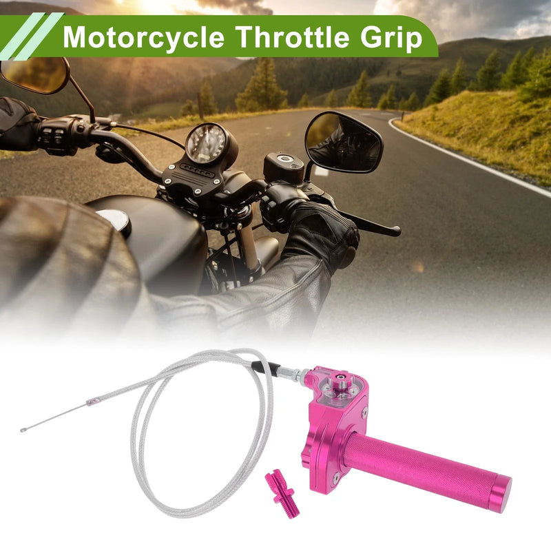 Motorcycle Throttle Grip 22mm CNC Aluminum Alloy Handlebar Rose Red