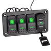 Car Boat Marine RV Truck Green LED 12V 3 Gang Toggle Rocker Switch Panel