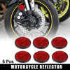 Motorcycle 6pcs M6x1.0 Red Universal Screw Mount Round Warning Reflector