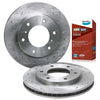 Challenger PB Front Slotted & Dimpled Disc Brake Rotors + 4WD Pads