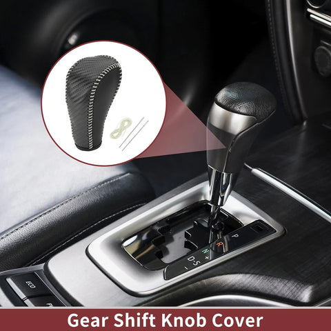 Chevrolet Cruze Gear Shift Knob Cover Carbon Fiber Beige Faux Leather