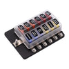 Car Boat UK 12 Way LED Circuit Blade Fuse Box Holder