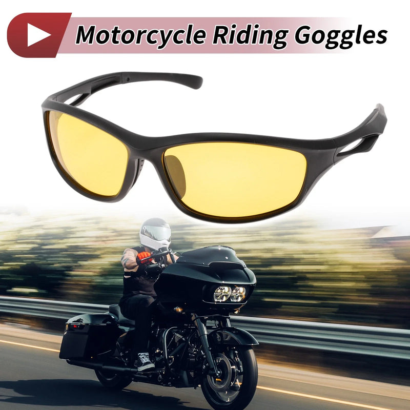 Motorcycle Riding Goggles Yellow Lens Black Frame Tri-acetel Cellulose PC