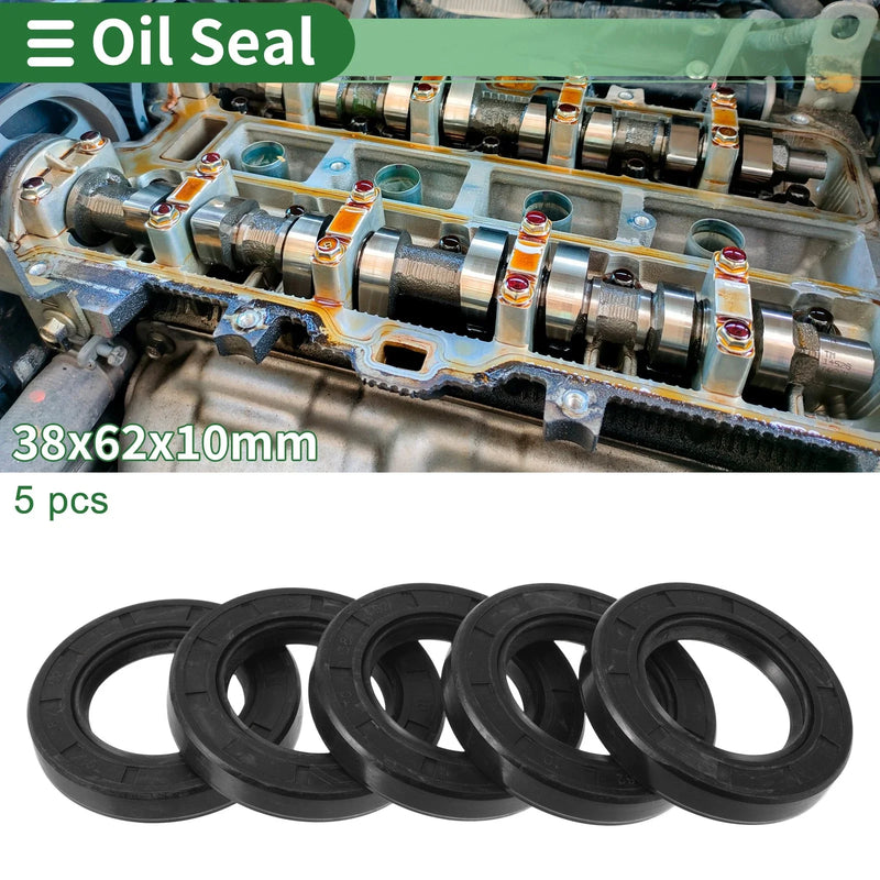 5 x Oil Seal Rotary Shaft Seal NBR Black 38x62x10mm