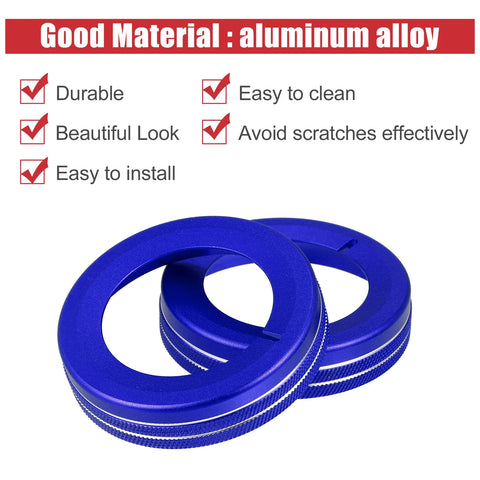 Chevrolet Camaro 4 x Blue Aluminum Alloy Center Control Ring Knob Covers