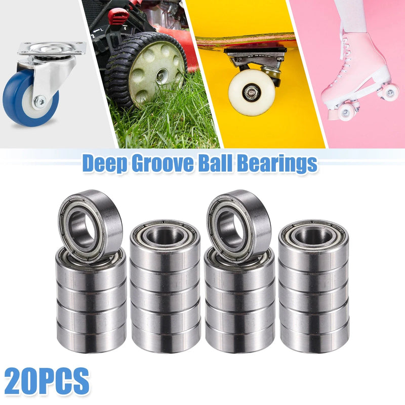 20 x Deep Groove Ball Bearings 6x12x4mm Double Metal Shield Single Row