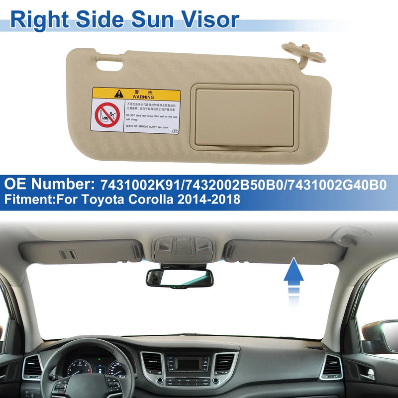 Toyota Corolla Right Side Sun Visor Beige (2014–2018)