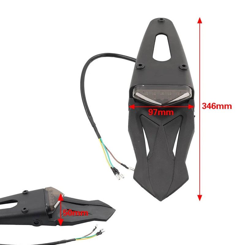 Off-Road Motocross Dirt Bike Rear Tail Light Brake Lamp (Black & Red)