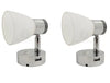 2 X Caravan Boat Bulkhead Lights LED with USB Outlet Chrome/White