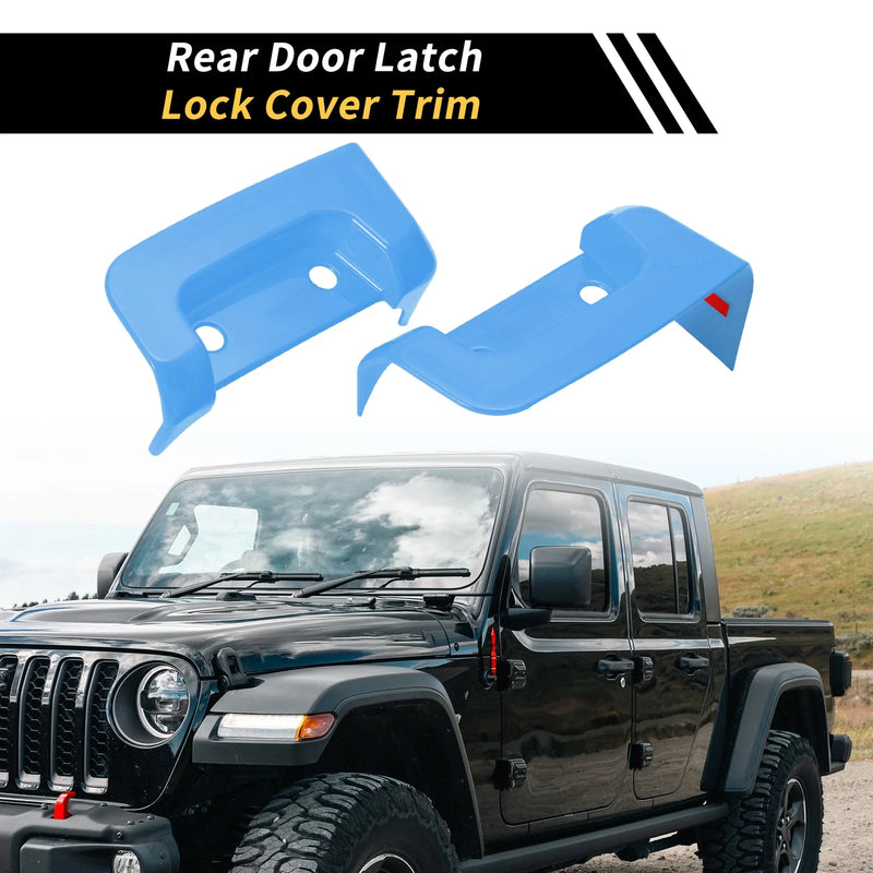 Jeep Wrangler JL JLU (2018-2024) Light Blue Rear Door Latch Lock Cover Trim