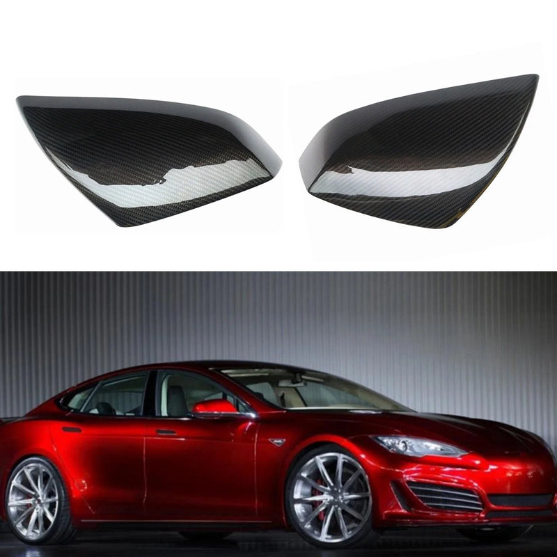 Tesla Model S 2 x Carbon Fiber Rear Side Mirror Covers (2021-2024)