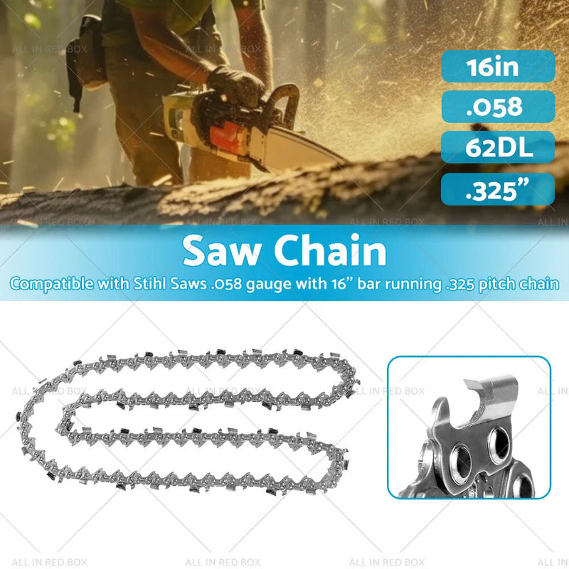 Stihl MS 230 16" .325" .058 62DL Tungsten Carbide Chainsaw Chain (2007-2018)