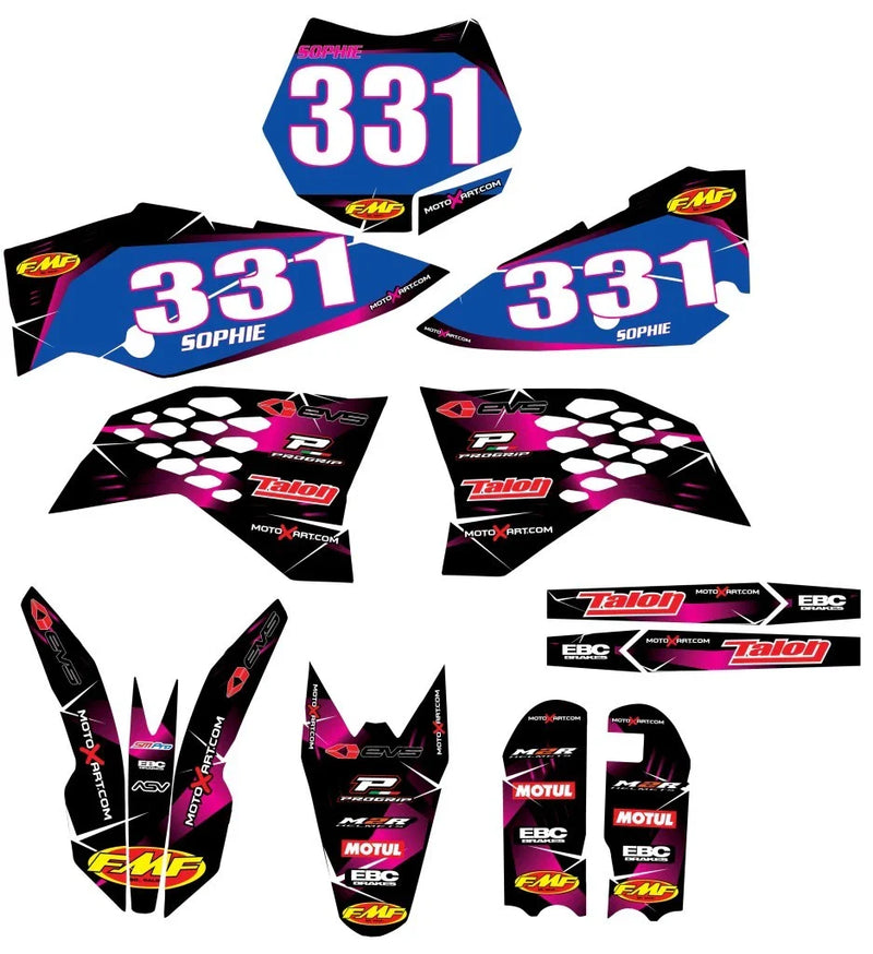 KTM 65 Custom Graphics Barbed Pink Full Sticker Kit (2009-2015)