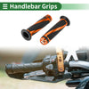 Motorcycle Hand Grips 7/8" 22mm Motorcycle Grips Rubber Black Orange