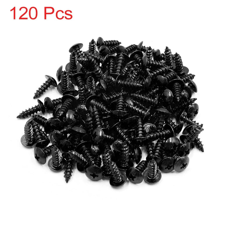 Motorcycle Bolt 120pcs Universal Black Round Cross Head Self-Tapping Screws