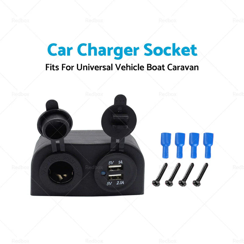 Car Boat Caravan 12V Dual USB Port Charger Socket Mount Panel Adapter