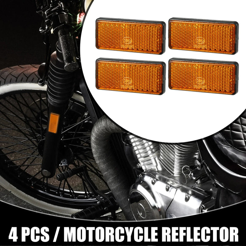 Motorcycle 4pcs 2.20x0.98in Universal Reflector Rectangle Orange