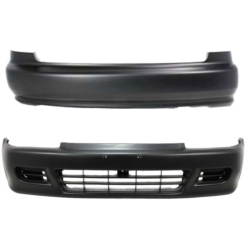 Front & Rear Bumper Cover Set For 1992-1995 Honda Civic