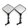 Motorcycle 2 x Black Square Shaped 10mm Thread Diameter Rearview Mirror