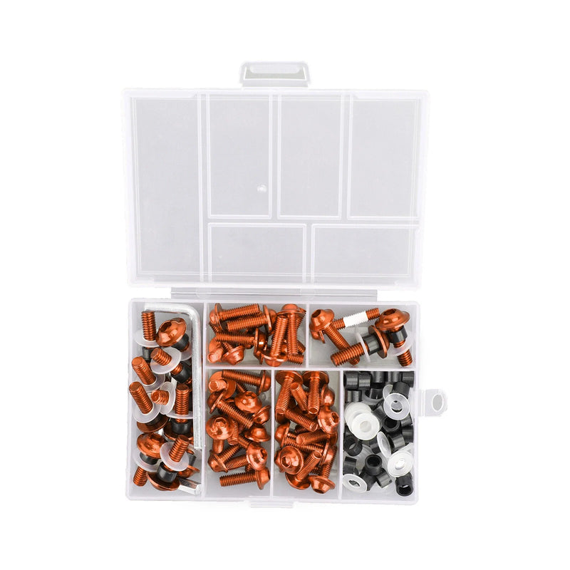 Orange Aluminium Fairing Trim 158 Piece M5/M6 Bolt Set