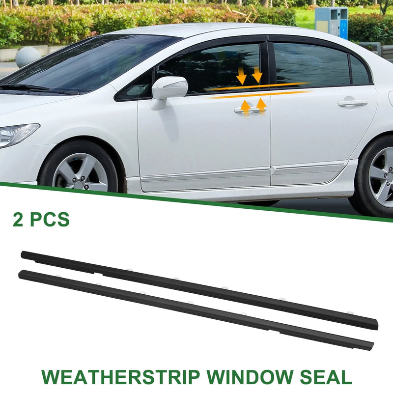 Honda Civic 2 x Front Left Right Weatherstrip Window Seals (2016-2021)