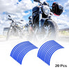 Motorcycle Car Bike Wheel Rim Sticker Reflective Strips Blue / 20pcs /