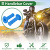 Motorcycle 7/8" 22mm Hand Grips Cover Kit Rubber Sky Blue Checkered Pattern